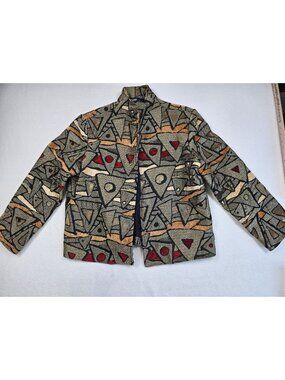 Vintage Painted Pony Womens Small Tapestry Geometric Jacket Artsy